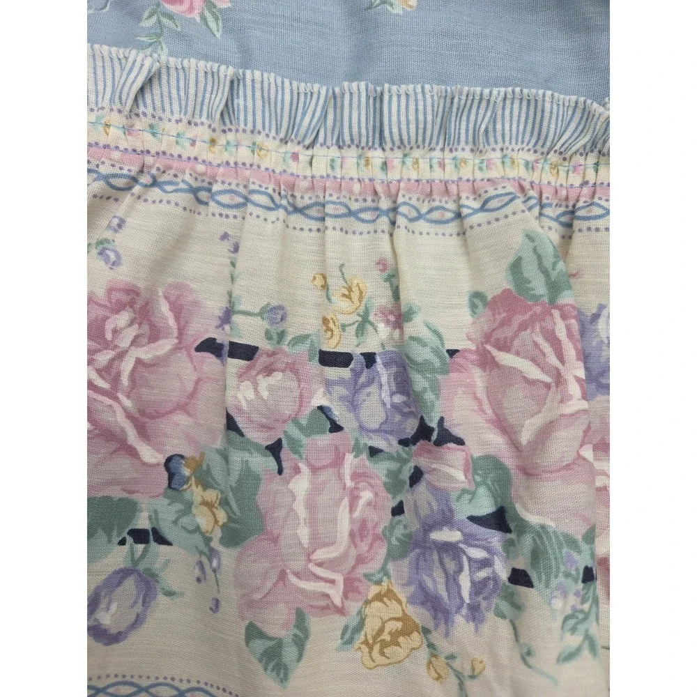 2 Vintage 1980s Floral Curtain Valances Ruffled Country Blue JCP 19x78